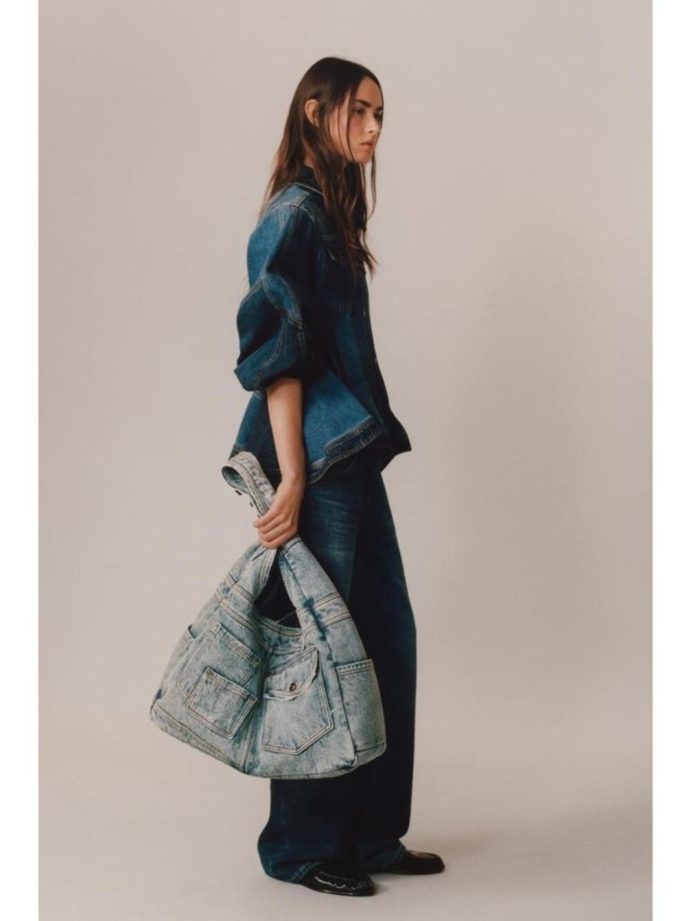ZARA LIMITED EDITION MAXI DENIM BAG - Picture 2 of 6